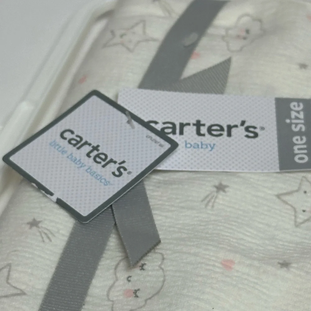 Carters Baby Girl Swaddle Swaddling Blanket Moon Pink Stars Clouds Size 35x35